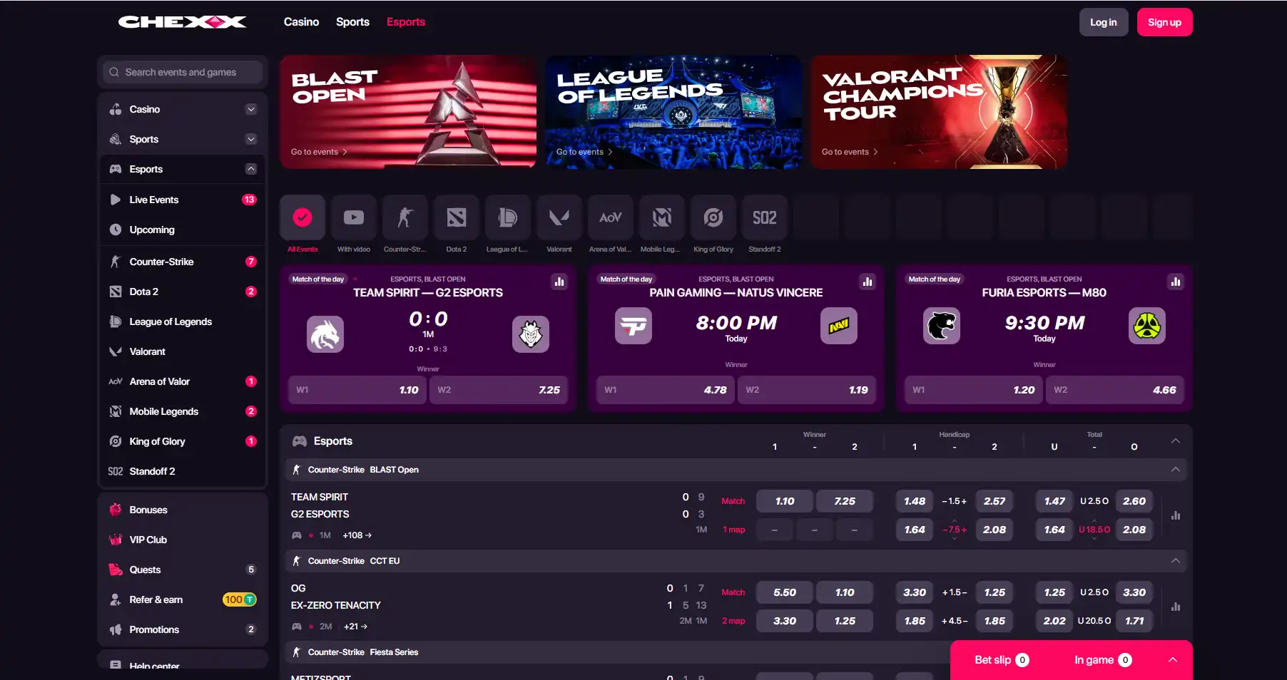 CHEXX Esports Bereich mit ESL FACEIT Partnerschaft
