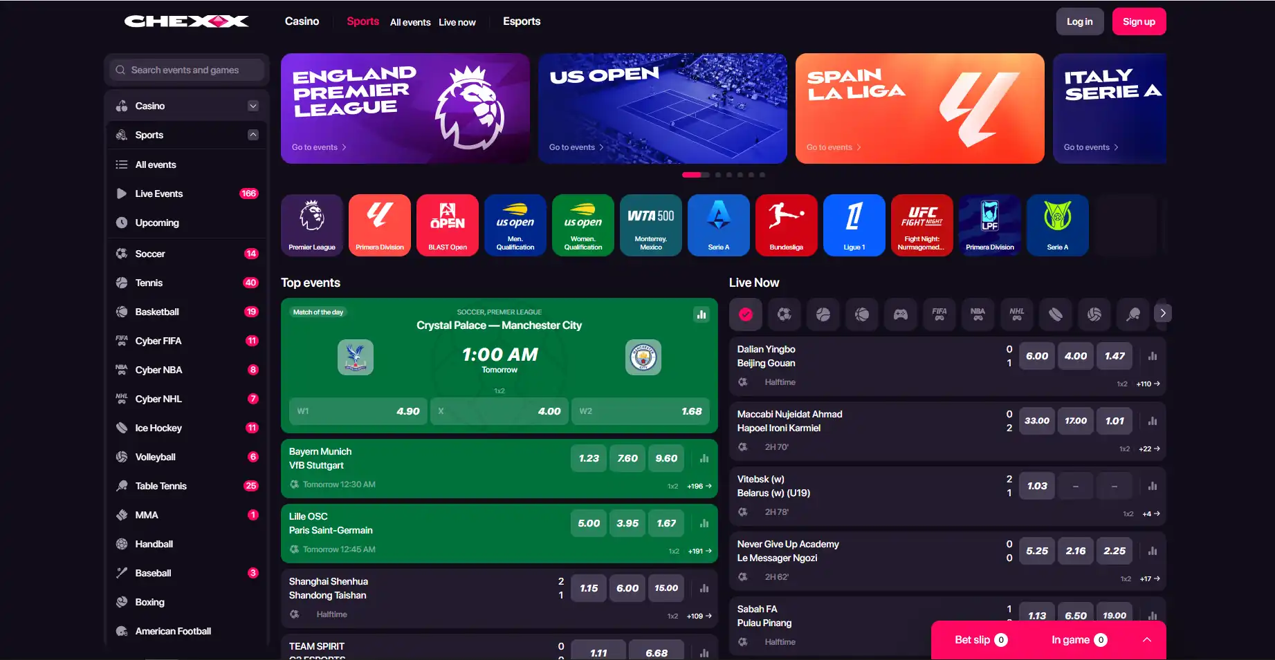 CHEXX Casino- oder Sportsbook-Interface